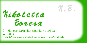 nikoletta borcsa business card